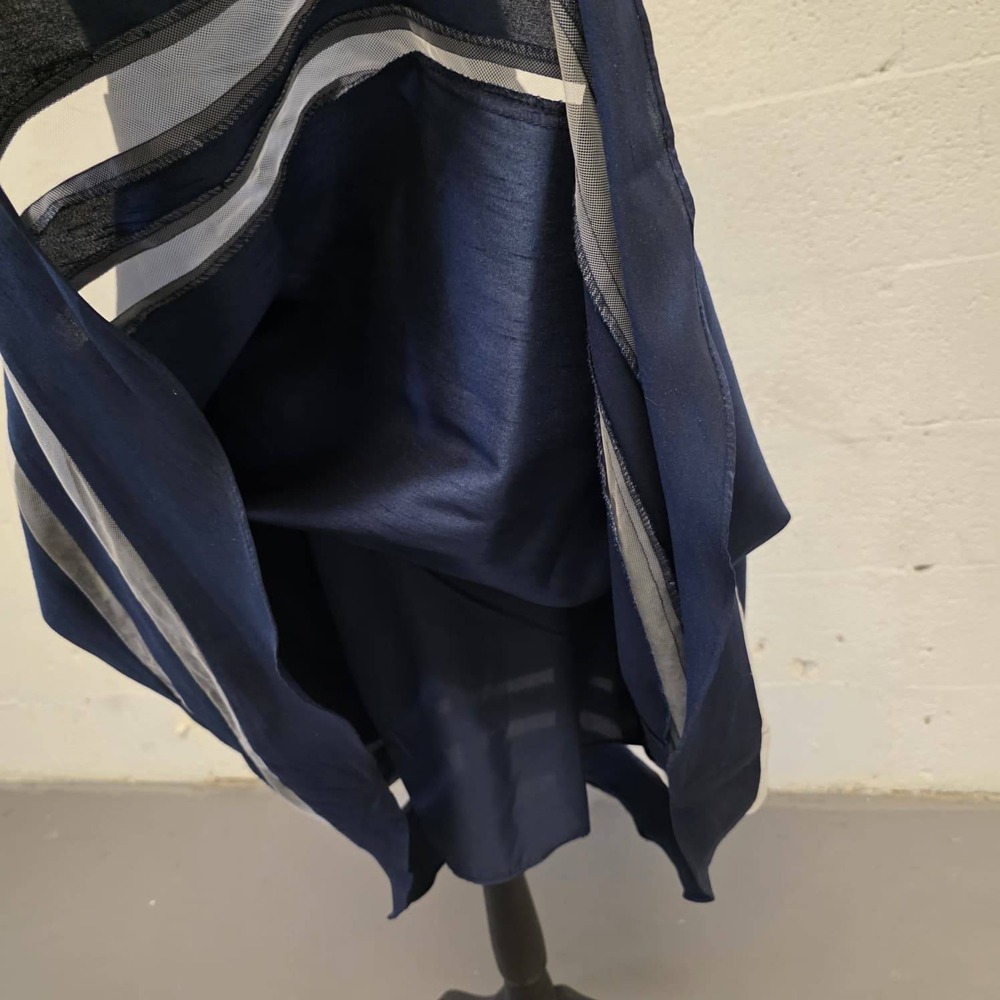 Vintage Alfred Sung Navy Strapless Cocktail Dress Size 10 Formal Midi - Picture 6 of 13